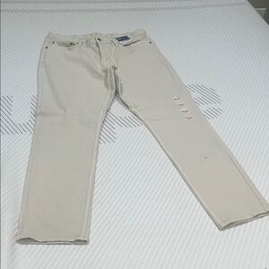Cream Straight-Leg Jeans
